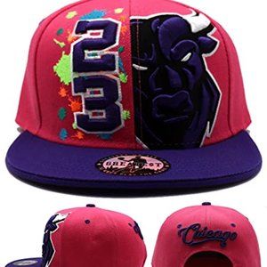 Greatest 23 Bull Splash Snapback Hat Pink/Purple